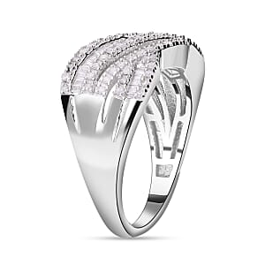 Diamond Ring in Platinum Over Sterling Silver (Size 8.0) 0.50 ctw