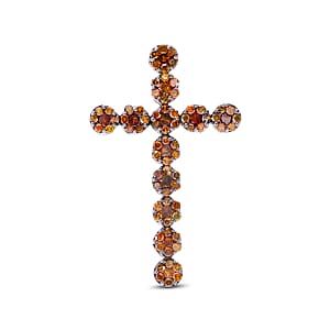 Red Diamond Cross Pendant in Platinum Over Sterling Silver 0.50 ctw