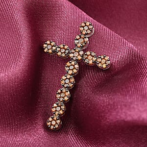 Red Diamond Cross Pendant in Platinum Over Sterling Silver 0.50 ctw