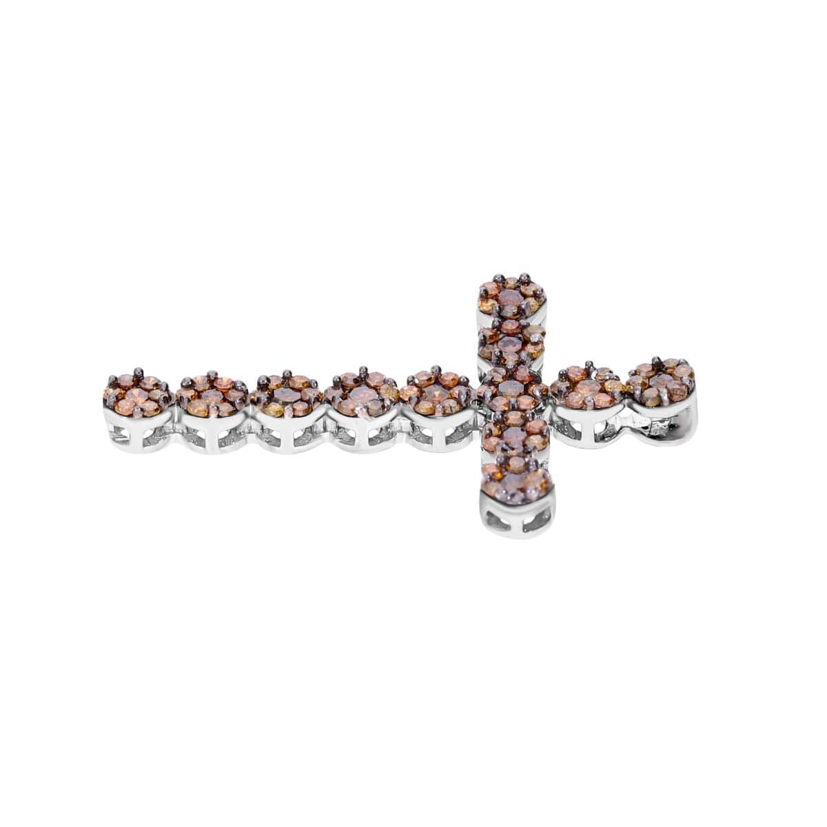 Red Diamond Cross Pendant in Platinum Over Sterling Silver 0.50 ctw image number 3