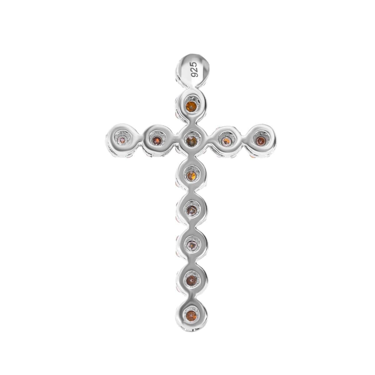 Red Diamond Cross Pendant in Platinum Over Sterling Silver 0.50 ctw image number 4