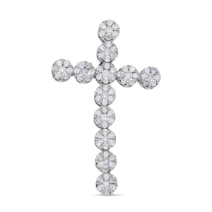 Diamond Cross Pendant in Platinum Over Sterling Silver 0.50 ctw