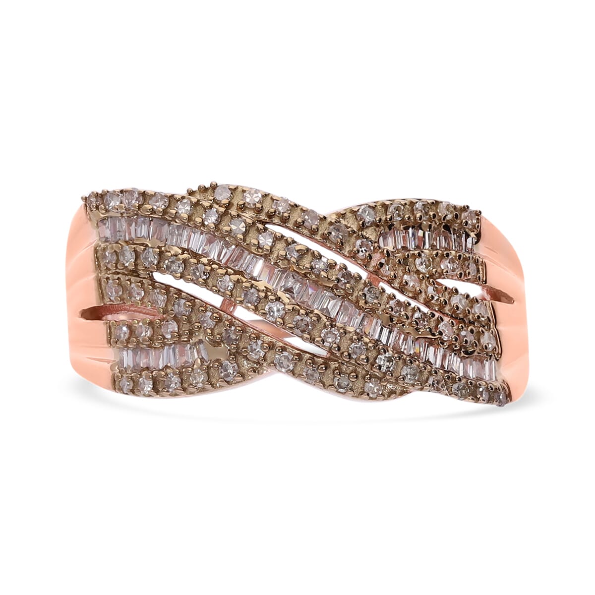 Natural Champagne Diamond 0.50 ctw Ring in Vermeil Rose Gold Over Sterling Silver (Size 9.0)  image number 0