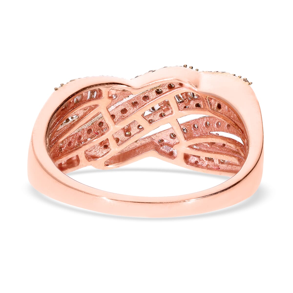 Natural Champagne Diamond 0.50 ctw Ring in Vermeil Rose Gold Over Sterling Silver (Size 9.0)  image number 2