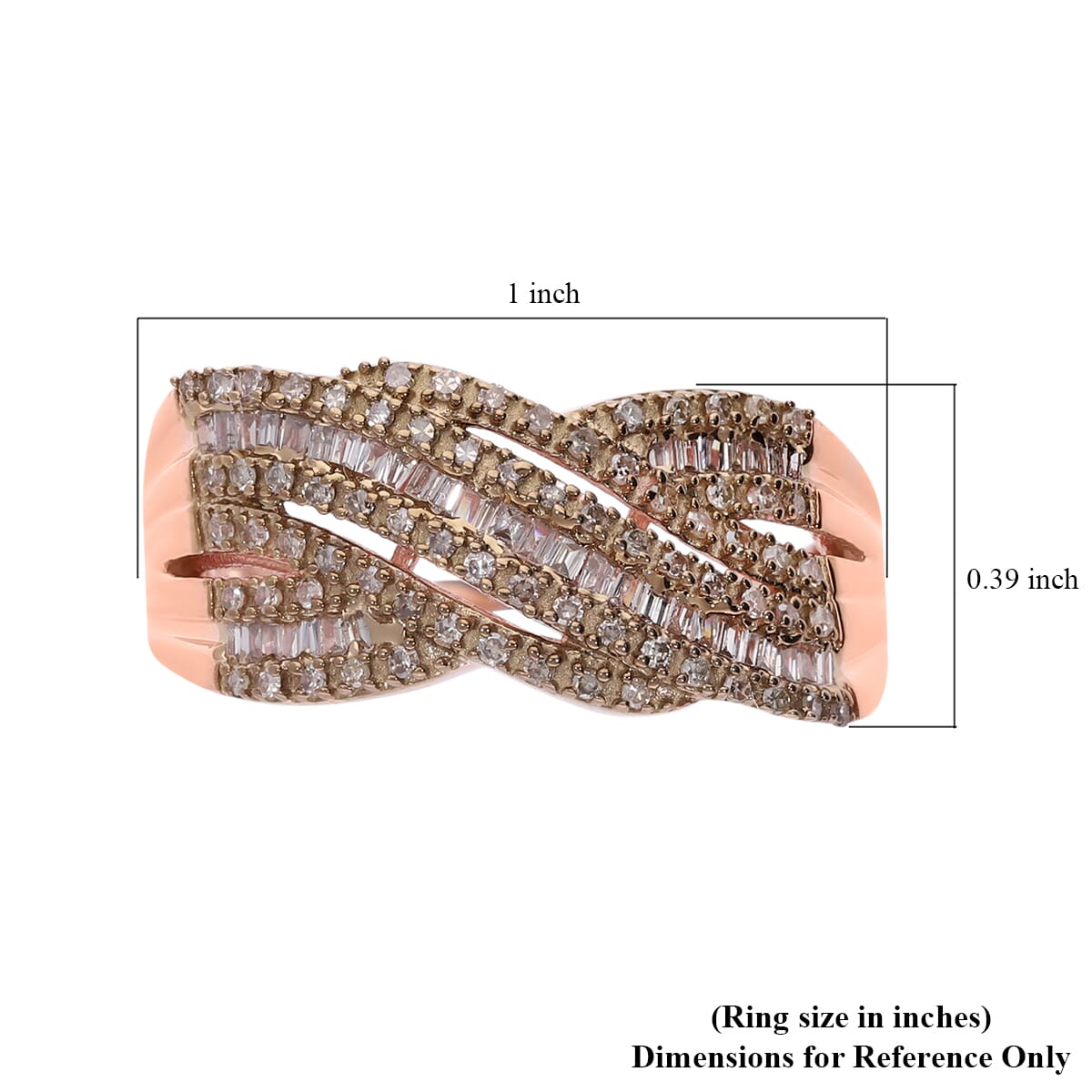 Natural Champagne Diamond 0.50 ctw Ring in Vermeil Rose Gold Over Sterling Silver (Size 9.0)  image number 4