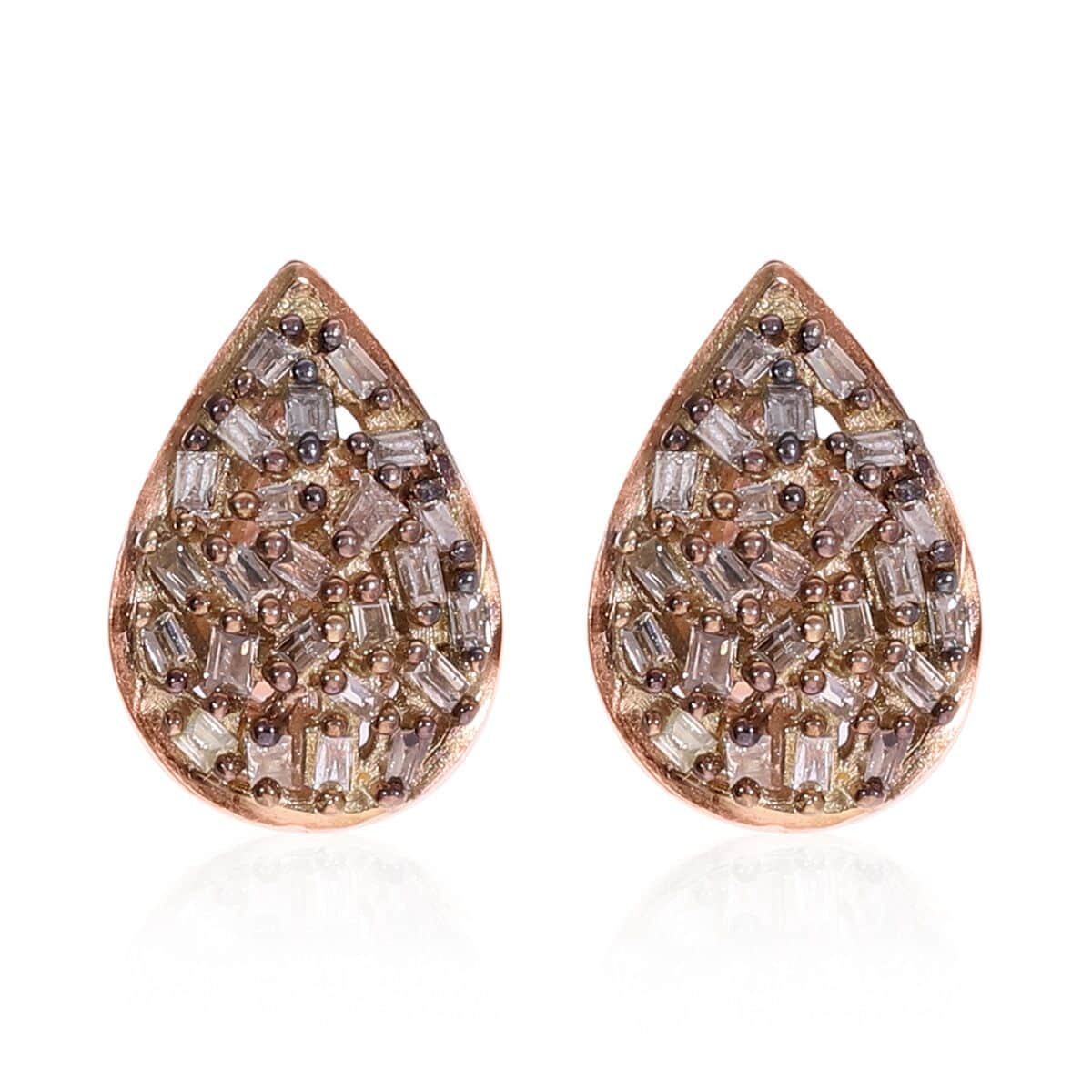 Natural Champagne Diamond Stud Earrings in Vermeil Rose Gold Over Sterling Silver 0.25 ctw image number 0