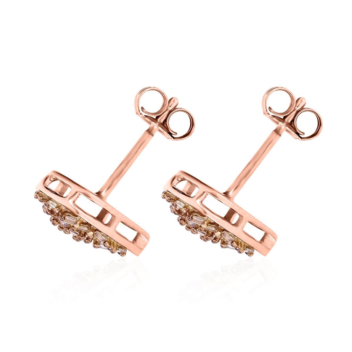 Natural Champagne Diamond Stud Earrings in Vermeil Rose Gold Over Sterling Silver 0.25 ctw image number 3