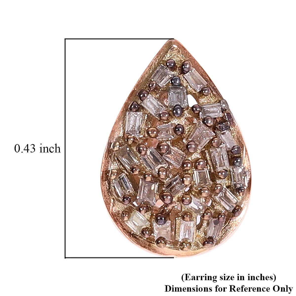 Natural Champagne Diamond Stud Earrings in Vermeil Rose Gold Over Sterling Silver 0.25 ctw