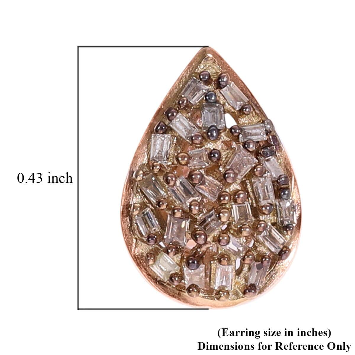 Natural Champagne Diamond Stud Earrings in Vermeil Rose Gold Over Sterling Silver 0.25 ctw image number 4