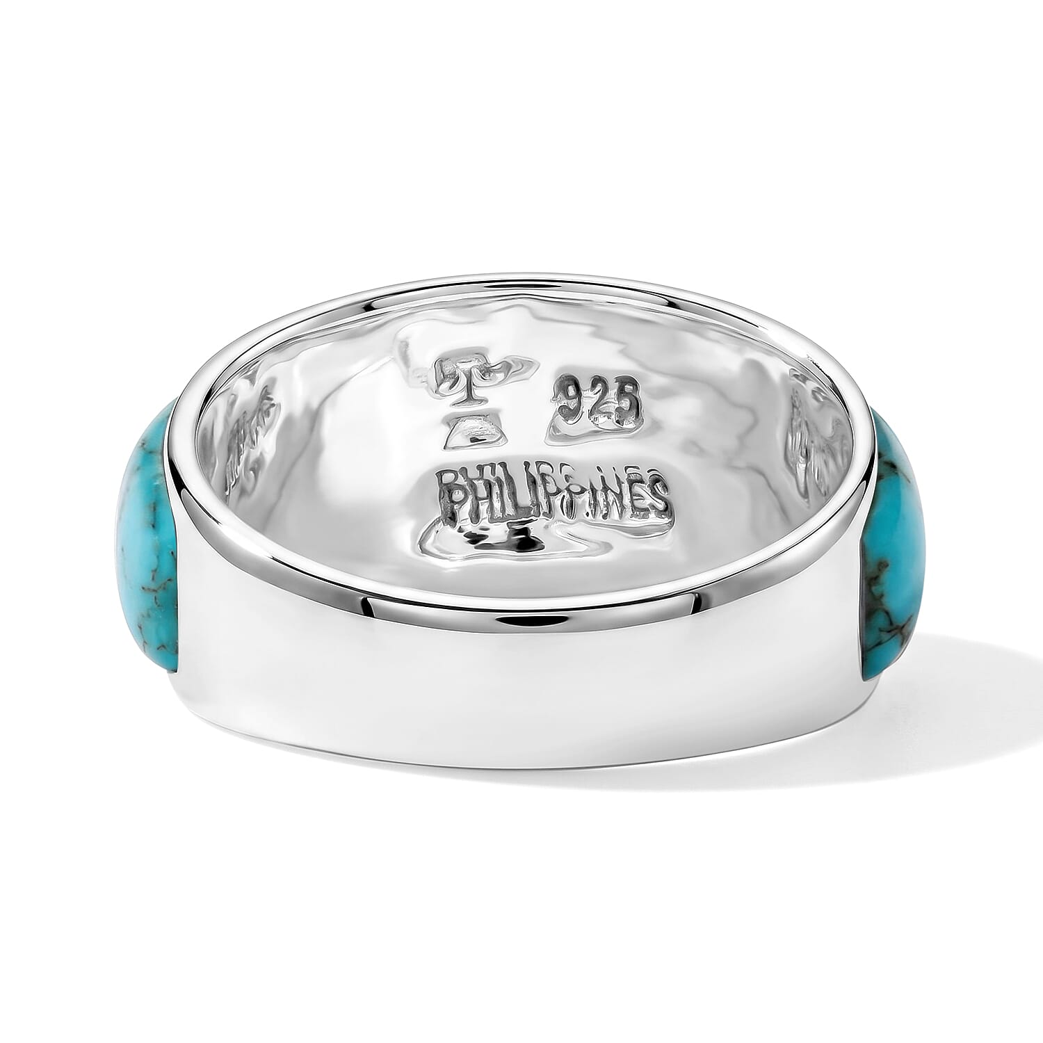Santa Fe Style Kingman Turquoise, Multi Gemstone Pueblo Ring in Sterling Silver (Size 6.0) 2.00 ctw
