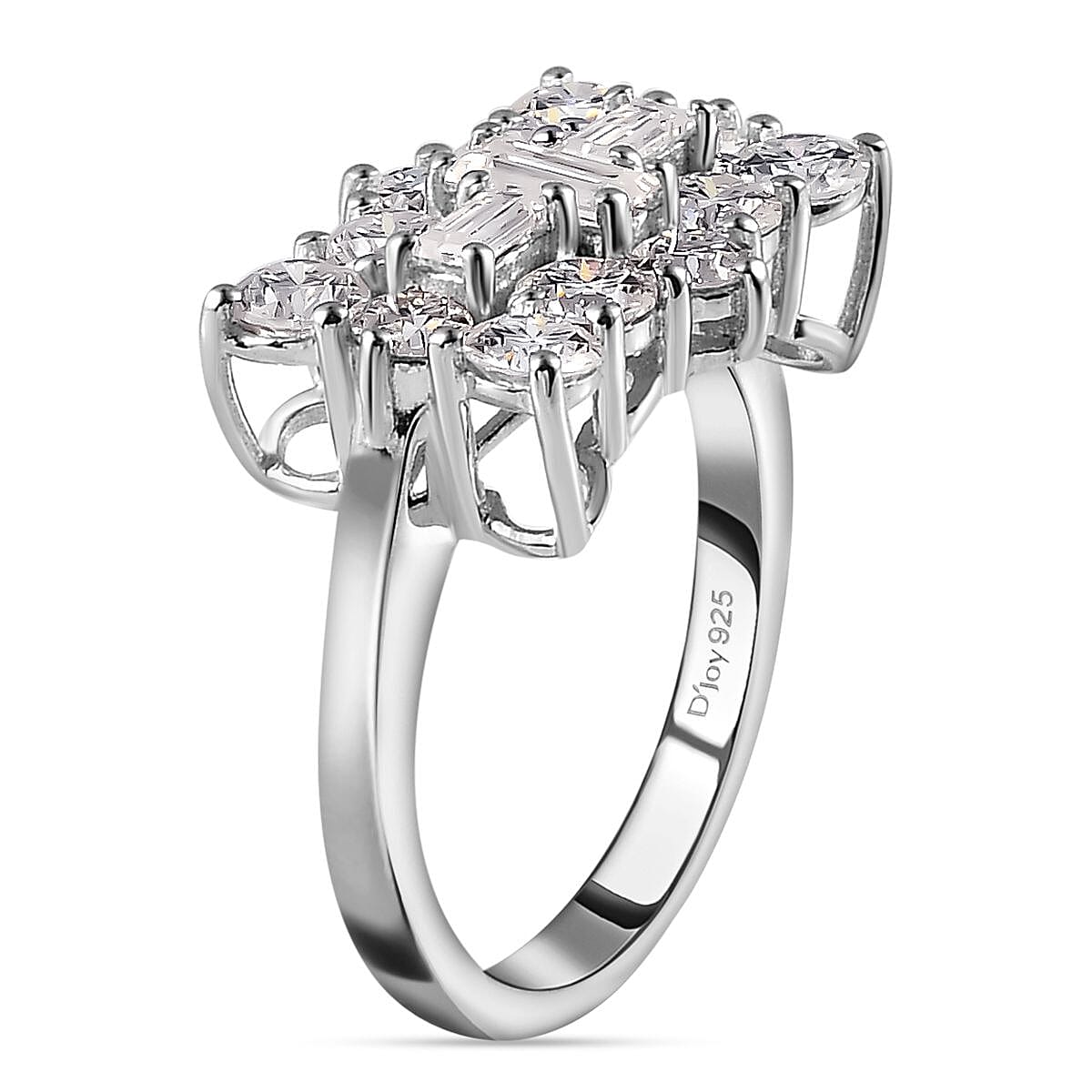 Moissanite Boat Ring in Platinum Over Sterling Silver (Size 10.0) 2.40 ctw image number 3