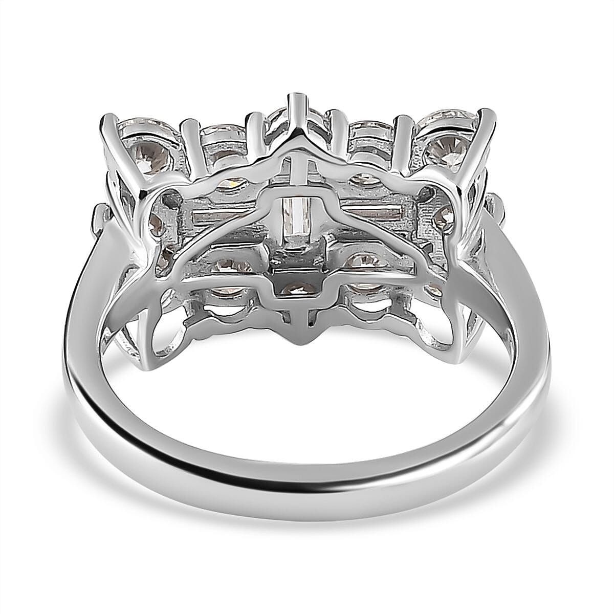 Moissanite Boat Ring in Platinum Over Sterling Silver (Size 7.0) 2.00 ctw image number 4