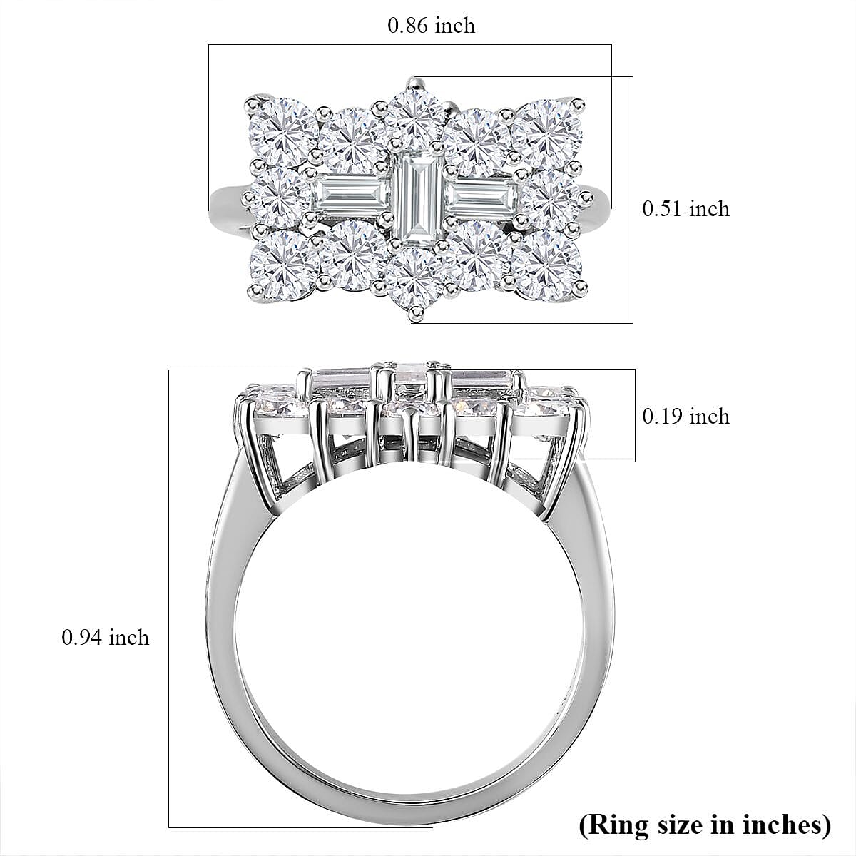 Moissanite Boat Ring in Platinum Over Sterling Silver (Size 7.0) 2.00 ctw image number 5