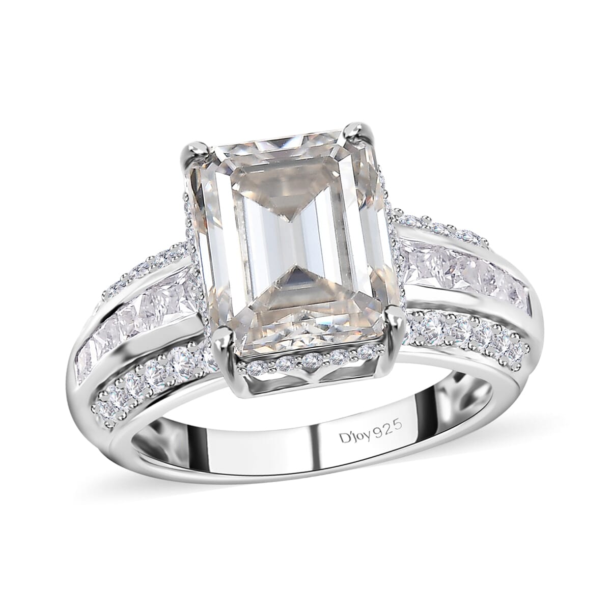 Moissanite Ring in Platinum Over Sterling Silver (Size 7.0) 6.00 ctw image number 0