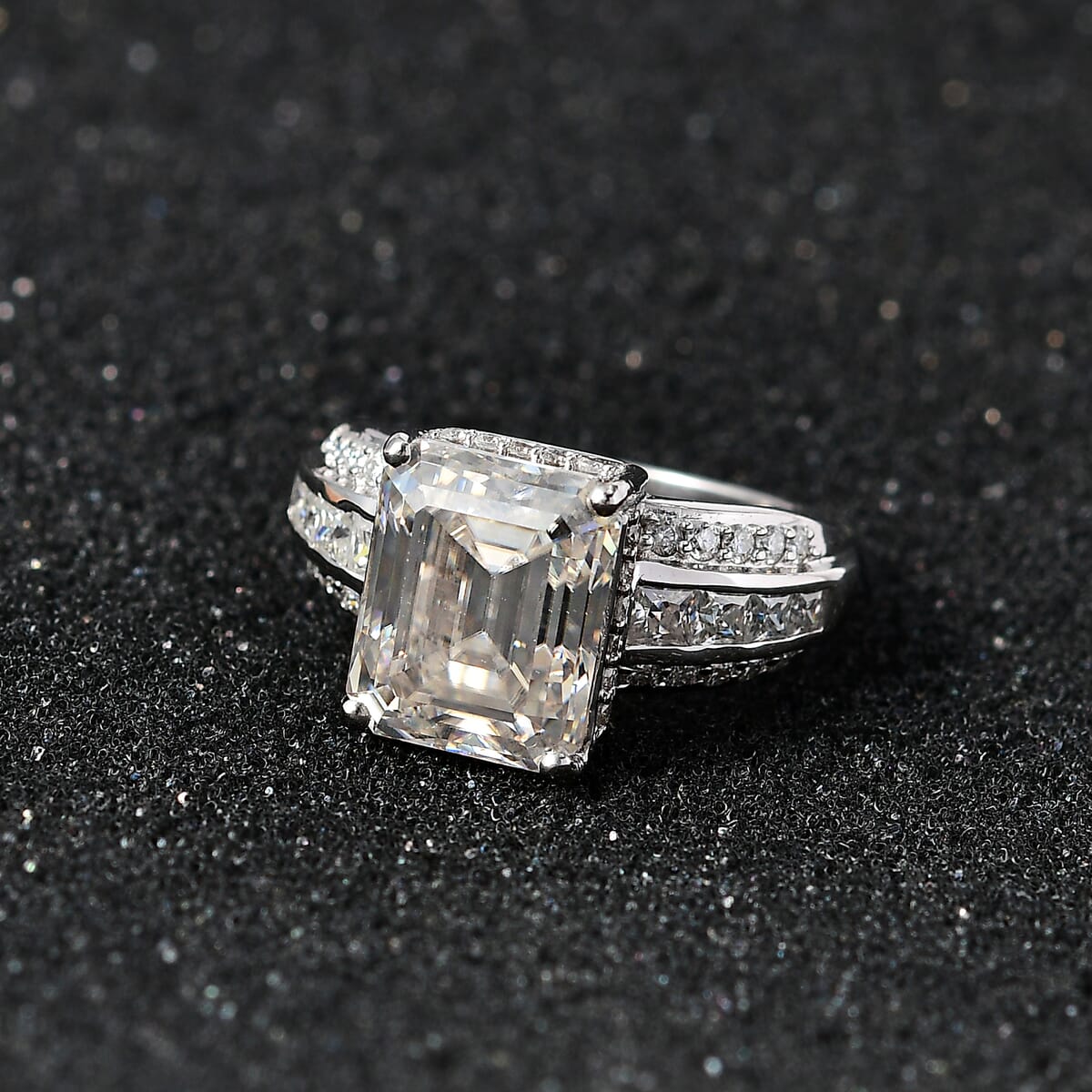 Moissanite Ring in Platinum Over Sterling Silver (Size 7.0) 6.00 ctw image number 1