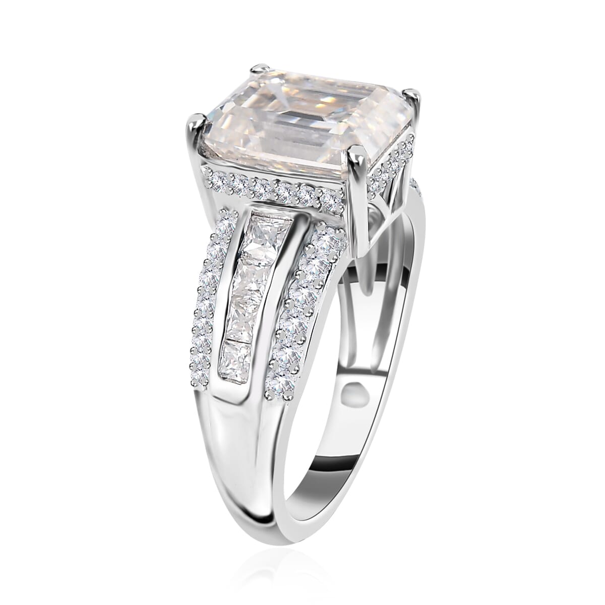 Moissanite Ring in Platinum Over Sterling Silver (Size 7.0) 6.00 ctw image number 3
