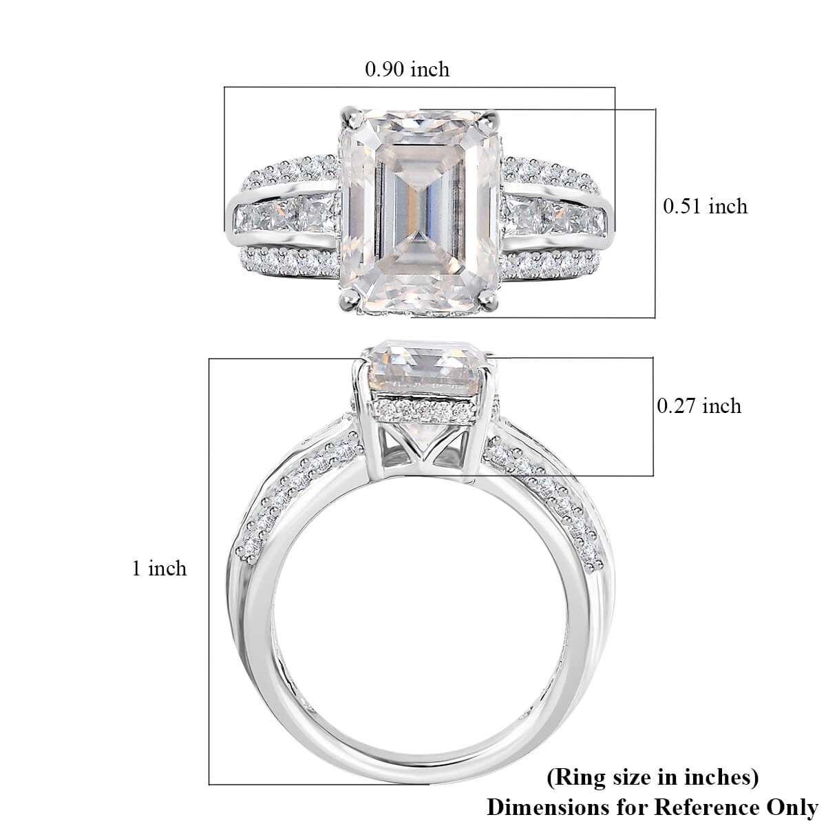 Moissanite Ring in Platinum Over Sterling Silver (Size 7.0) 6.00 ctw image number 5