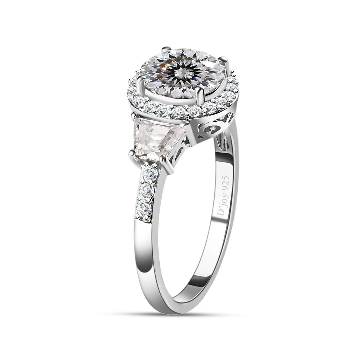 Moissanite Halo Ring in Platinum Over Sterling Silver (Size 10.0) 2.60 ctw image number 3