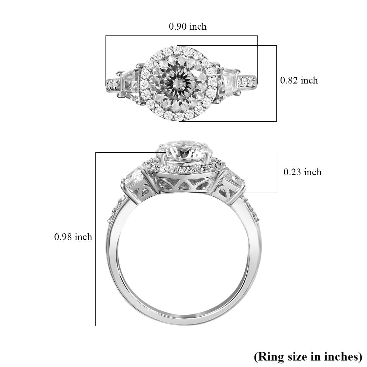1.90 Carats Round Colorless Moissanite Engagement Ring, Under Halo Round  Hearts and Arrows Cut Ring, Low Profile Ring, Lab Grown Diamond 