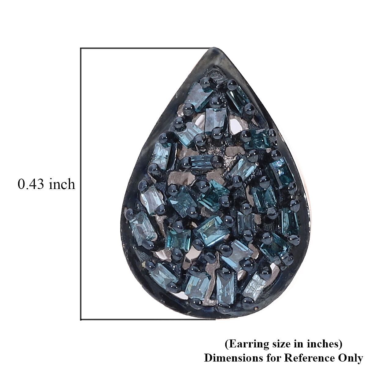 Blue Diamond Stud Earrings in Platinum Over Sterling Silver 0.25 ctw image number 4