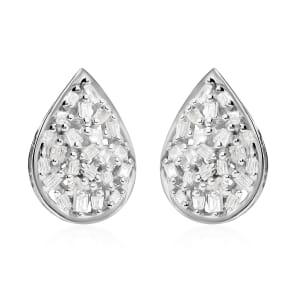 Diamond Stud Earrings in Platinum Over Sterling Silver 0.25 ctw
