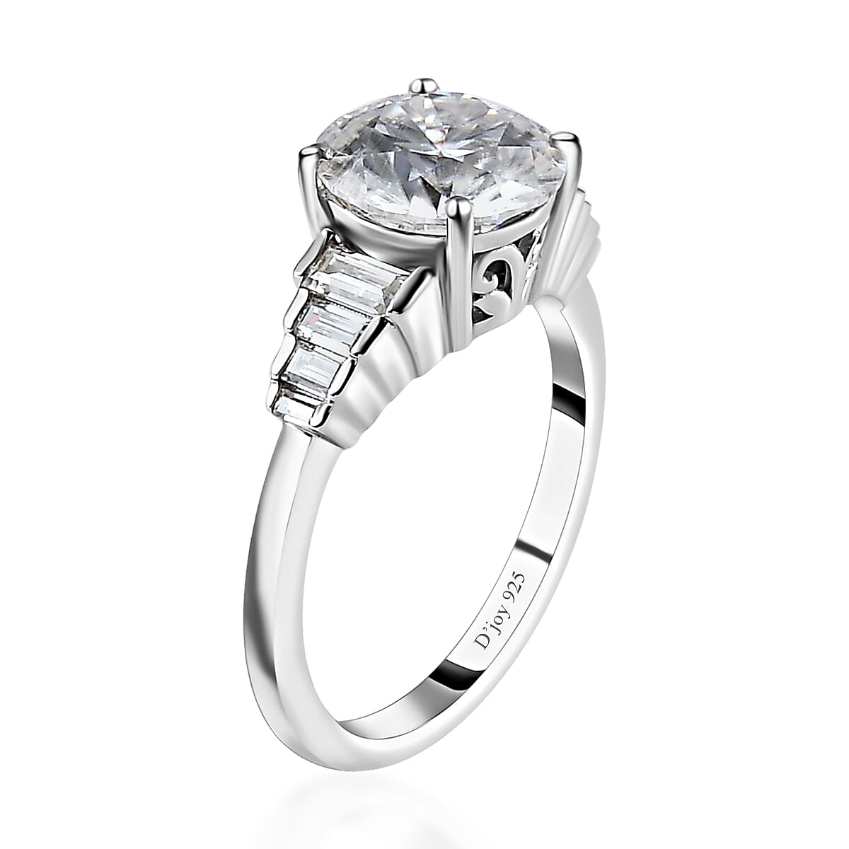 Moissanite Ring in Platinum Over Sterling Silver (Size 10.0) 3.00 ctw