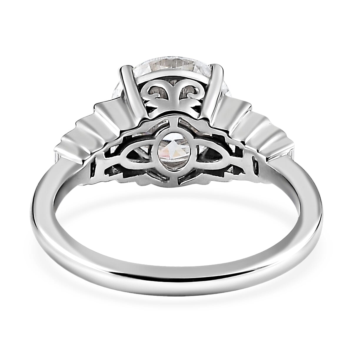 Moissanite Ring in Platinum Over Sterling Silver (Size 10.0) 3.00 ctw