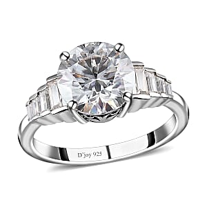 Moissanite Ring in Platinum Over Sterling Silver (Size 5.0) 3.00 ctw