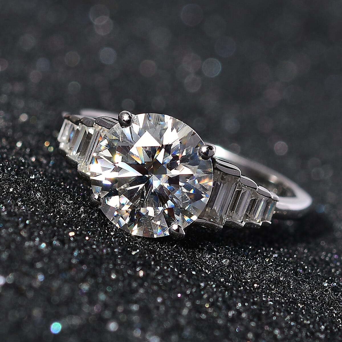 Moissanite Ring in Platinum Over Sterling Silver (Size 5.0) 3.00 ctw image number 2