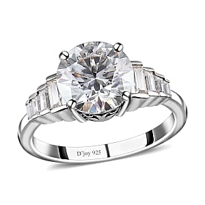 Moissanite Ring in Platinum Over Sterling Silver (Size 7.0) 3.00 ctw