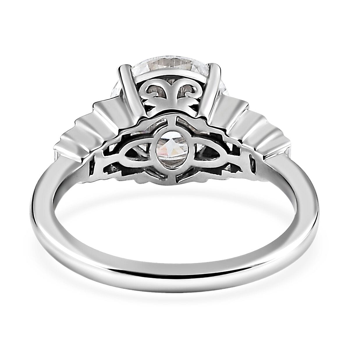 Moissanite Ring in Platinum Over Sterling Silver (Size 7.0) 3.00 ctw image number 5