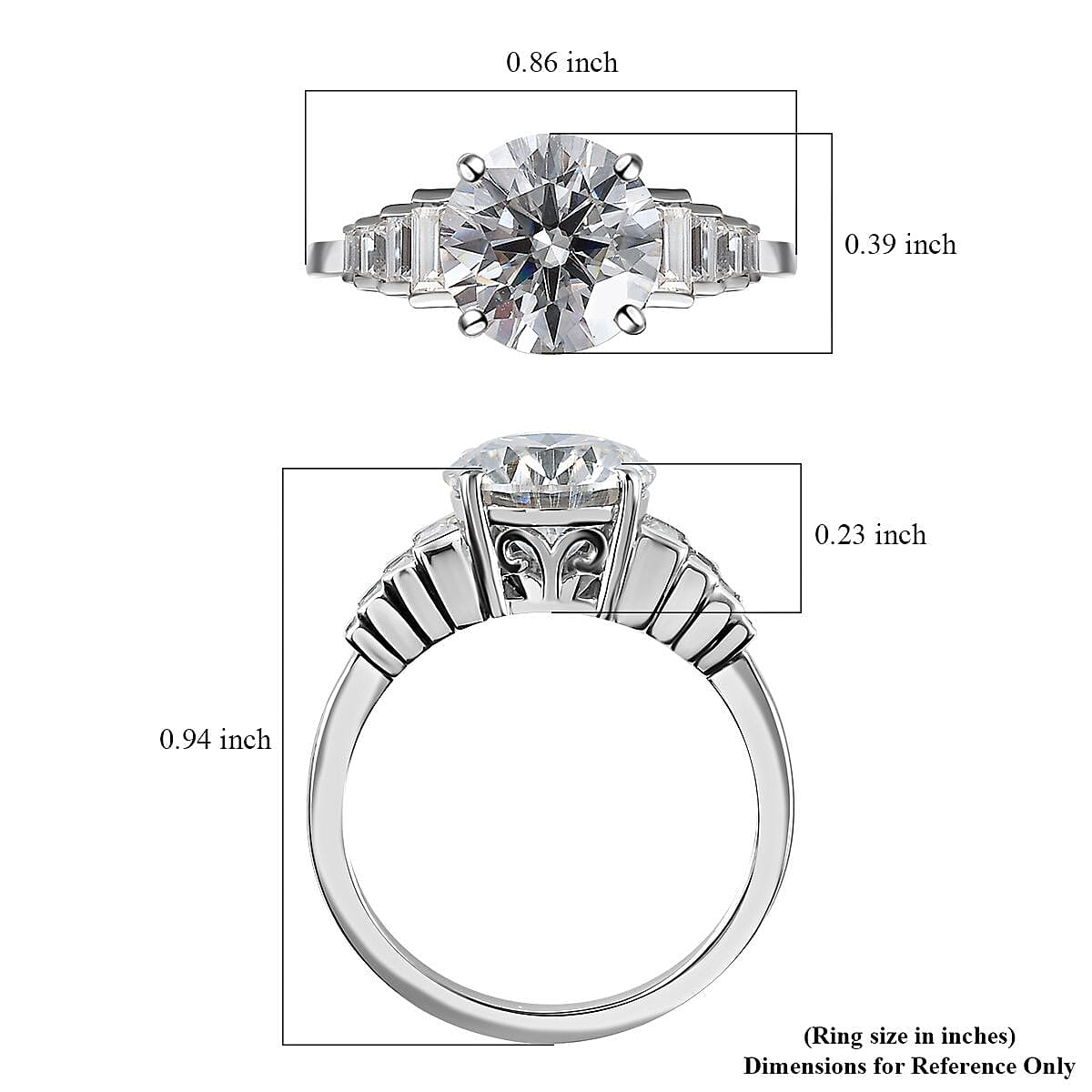 Moissanite Ring in Platinum Over Sterling Silver (Size 7.0) 3.00 ctw image number 6
