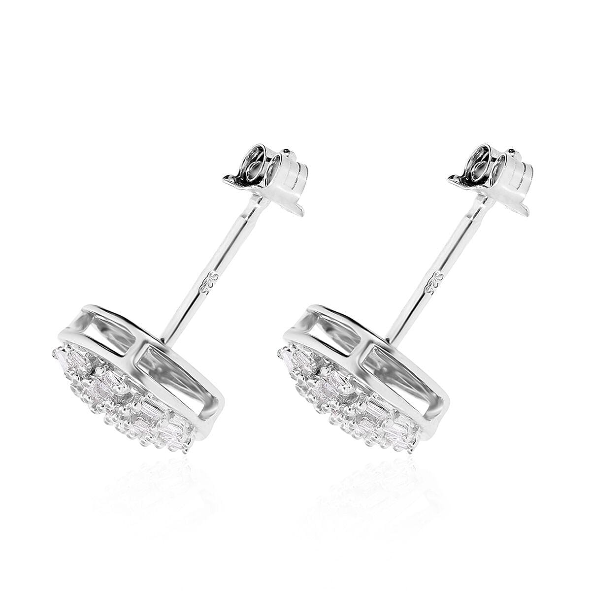 Diamond Stud Earrings in Platinum Over Sterling Silver 0.25 ctw image number 3