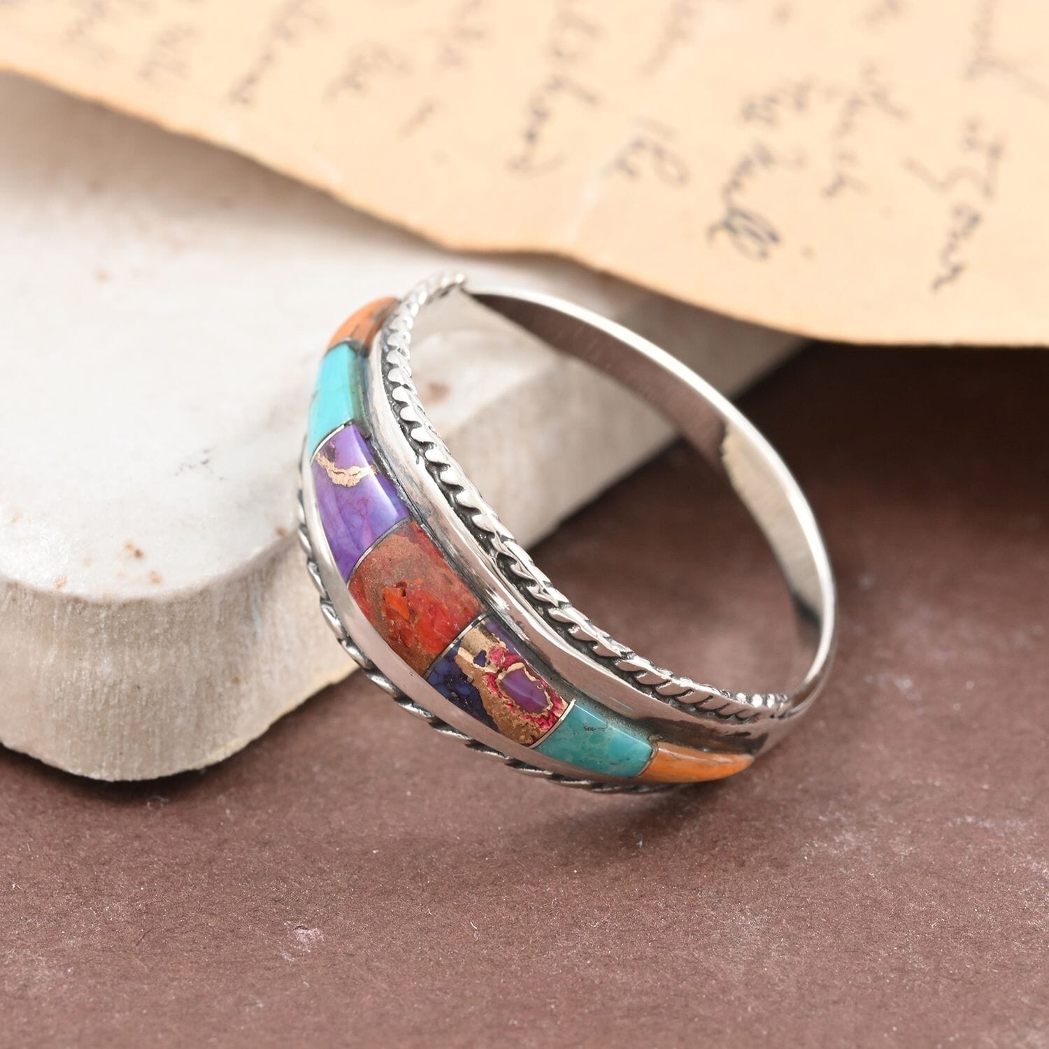 Buy Santa Fe Style Multi Gemstone Ring in Sterling Silver
