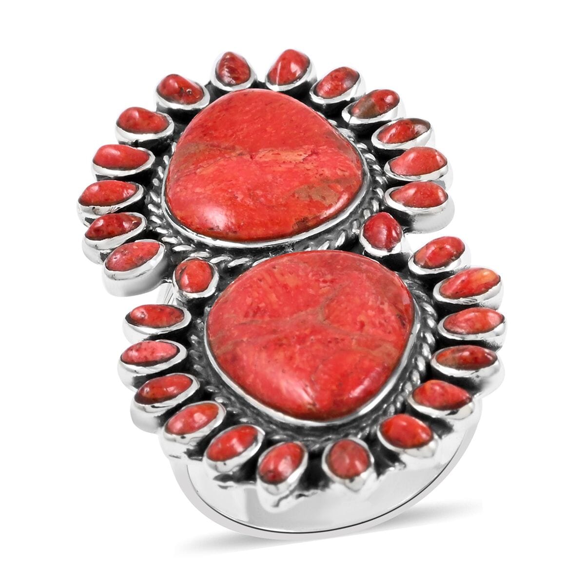 Santa Fe Style Spiny Turquoise Ring in Sterling Silver (Size 10.0) 4.00 ctw image number 0