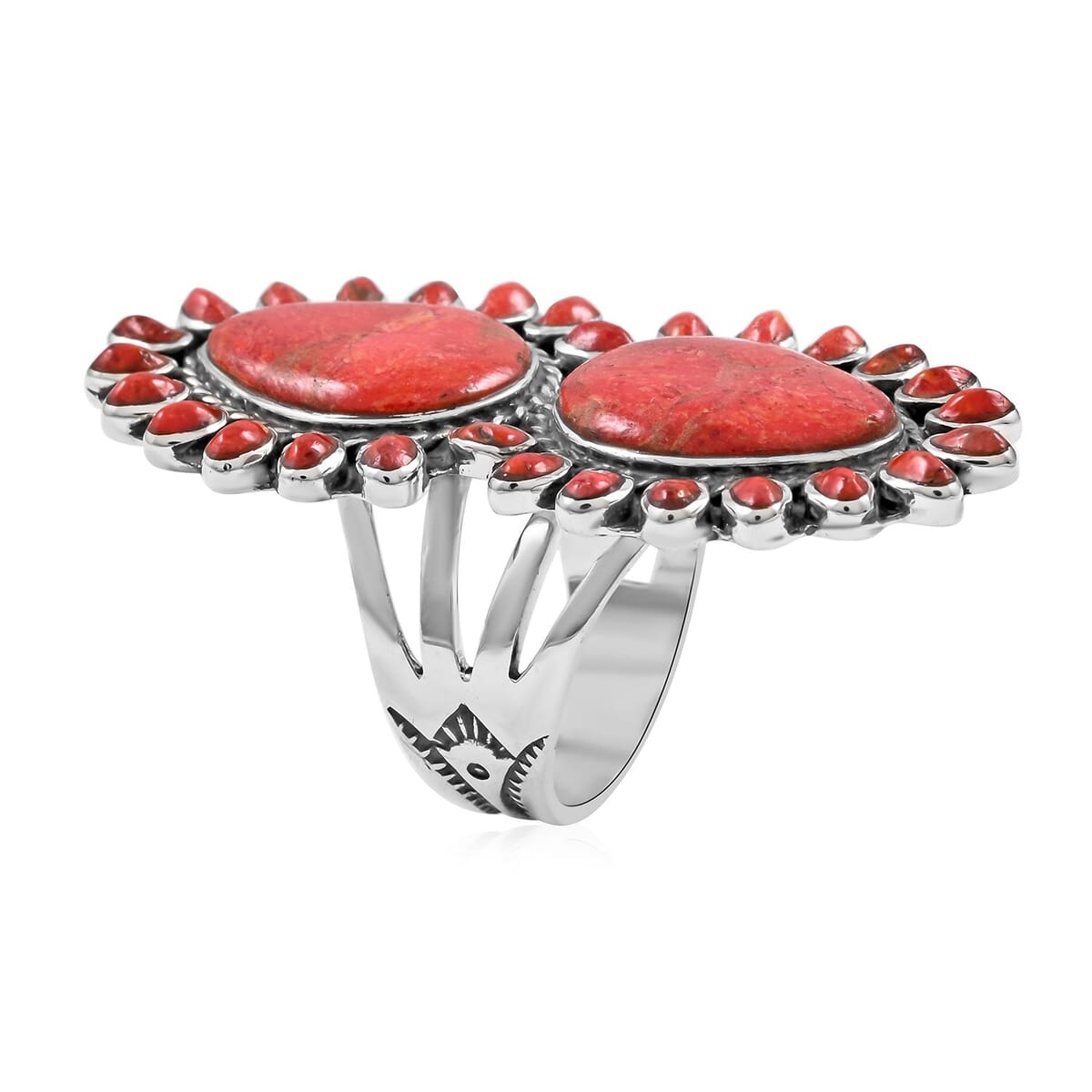 Santa Fe Style Spiny Turquoise Ring in Sterling Silver (Size 10.0) 4.00 ctw image number 3