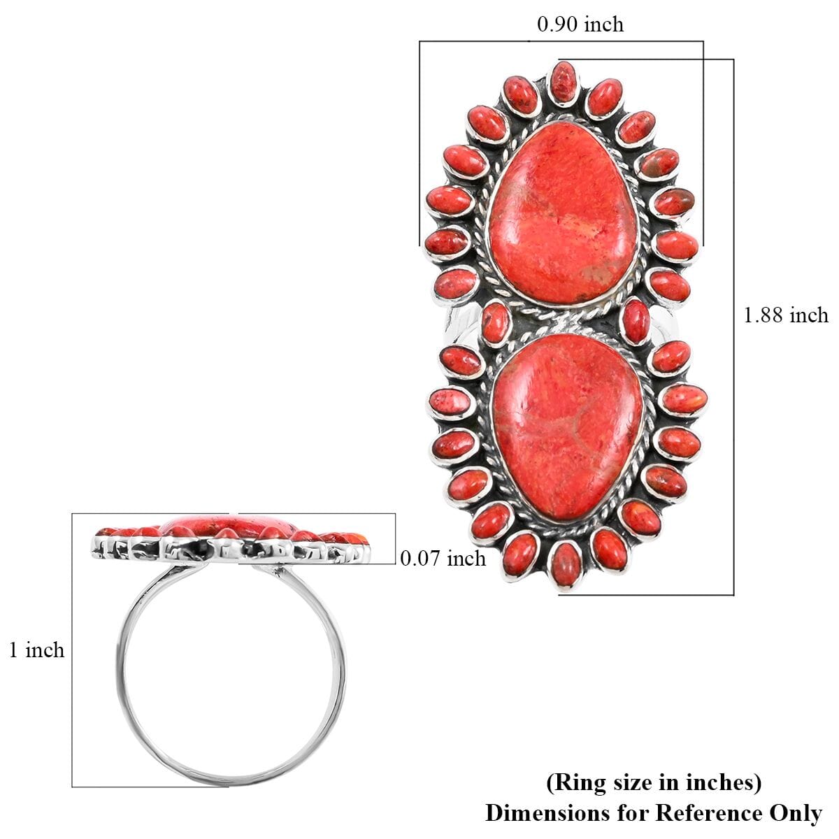 Santa Fe Style Spiny Turquoise Ring in Sterling Silver (Size 10.0) 4.00 ctw image number 4