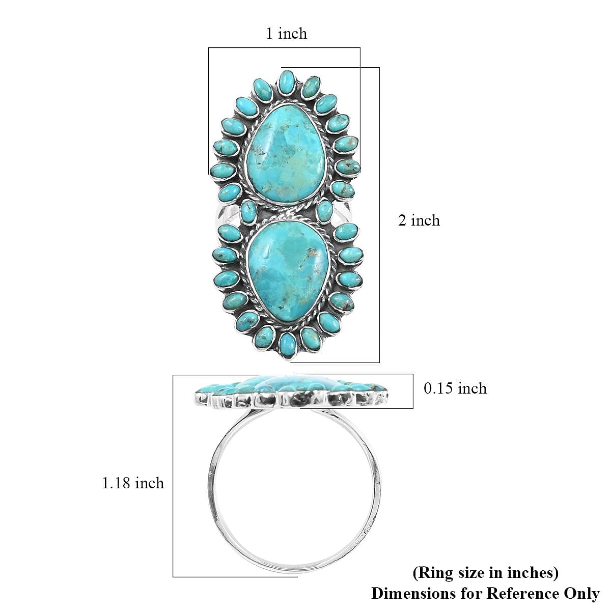 Santa Fe Style Kingman Turquoise Ring in Sterling Silver (Size 6.0) 5.00 ctw image number 3