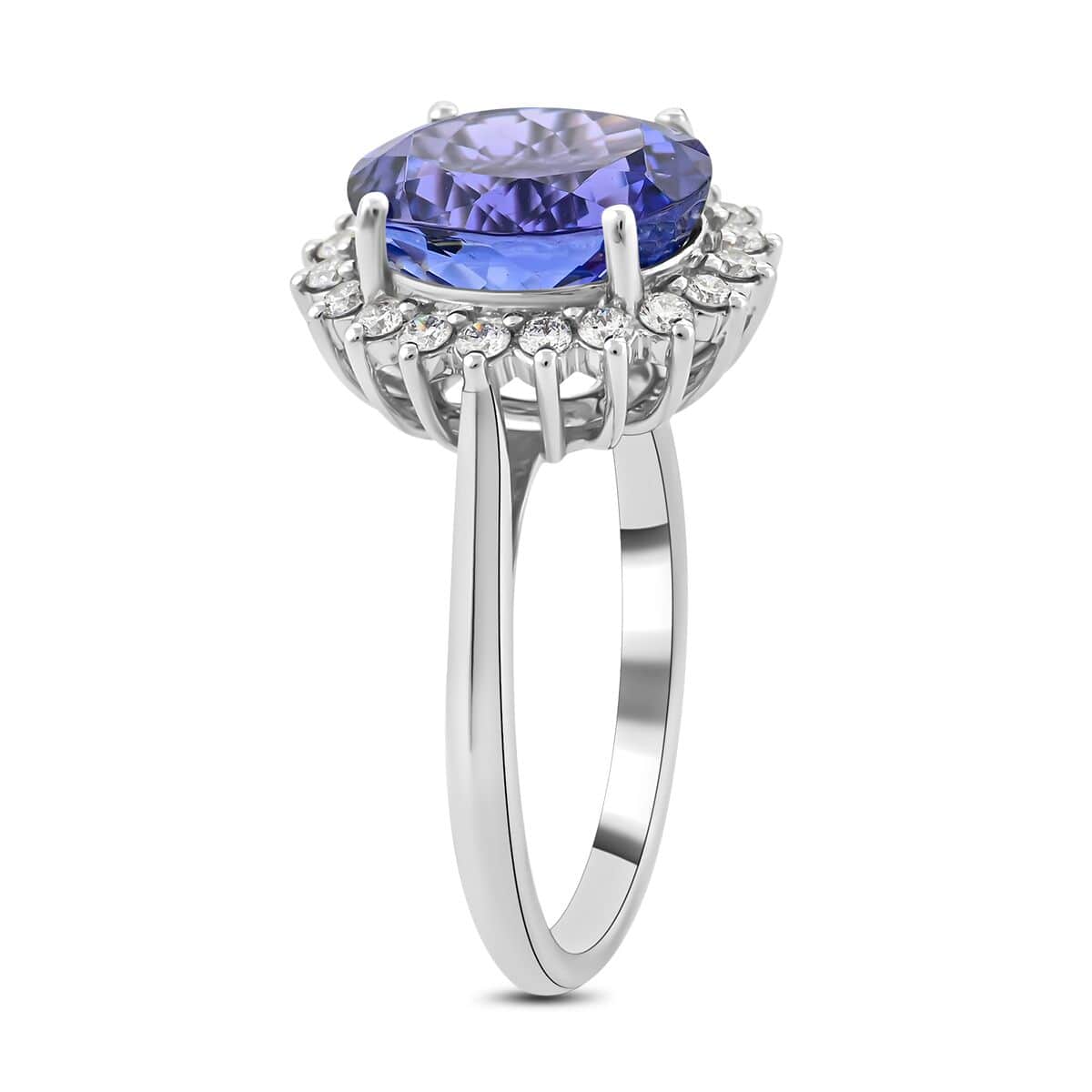 Certified & Appraised Rhapsody 950 Platinum AAAA Tanzanite and E-F VS Diamond Ring 6.30 Grams 4.50 ctw image number 3