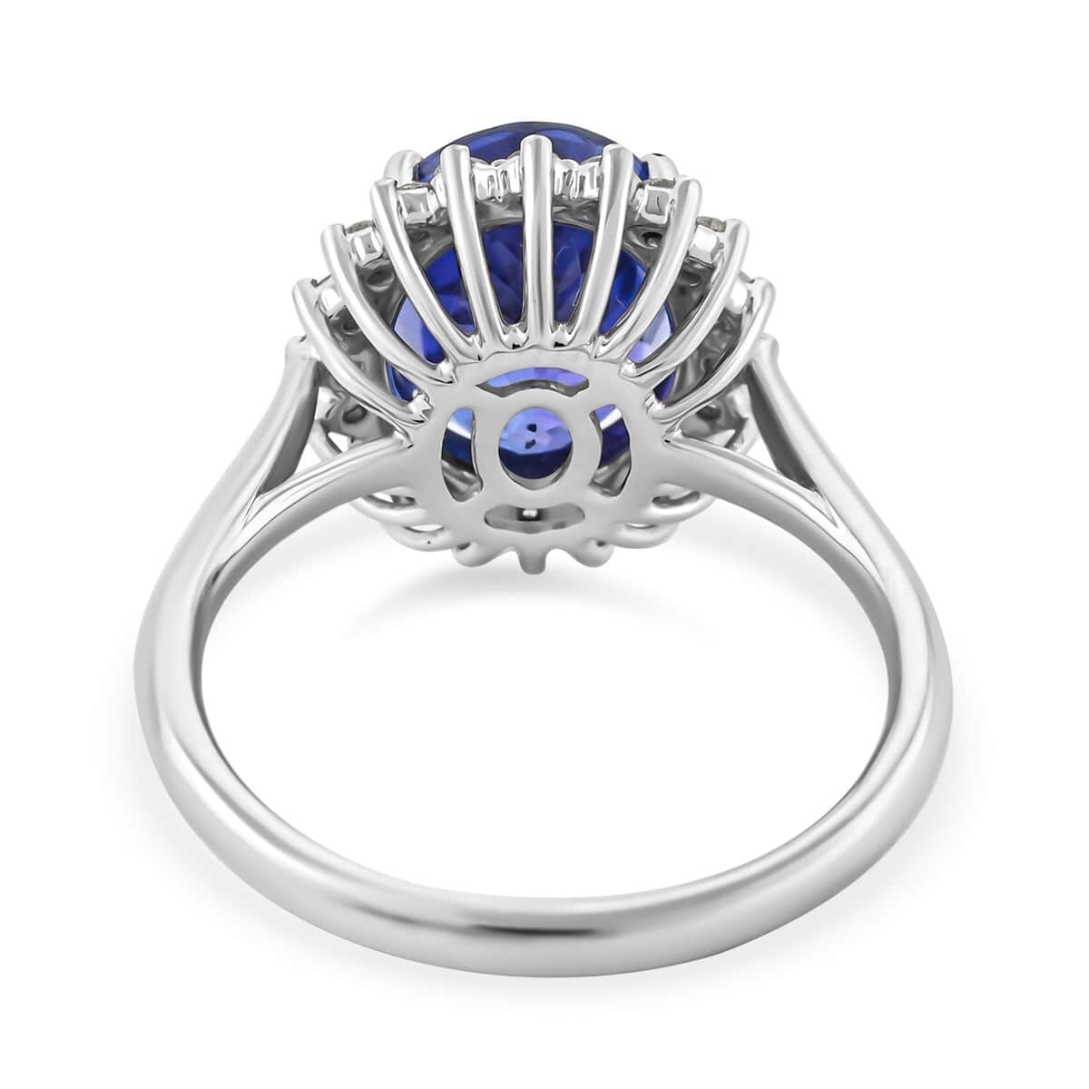 Certified & Appraised Rhapsody 950 Platinum AAAA Tanzanite and E-F VS Diamond Ring 6.30 Grams 4.50 ctw image number 4