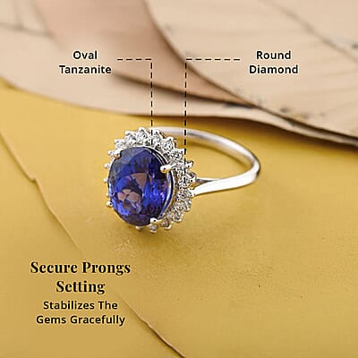 Certified & Appraised Rhapsody AAAA Tanzanite, Diamond Ring in 950 Platinum 4.50 ctw (Size 10.0)