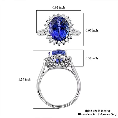 Certified & Appraised Rhapsody AAAA Tanzanite, Diamond Ring in 950 Platinum 4.50 ctw (Size 10.0)