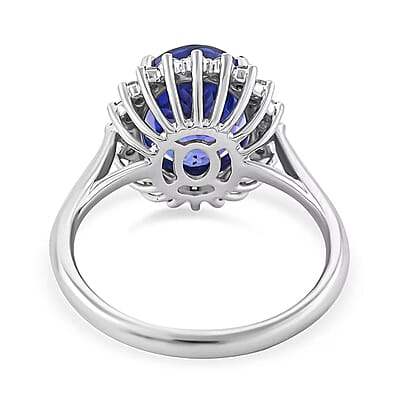 Certified & Appraised Rhapsody AAAA Tanzanite, Diamond Ring in 950 Platinum 4.50 ctw (Size 10.0)