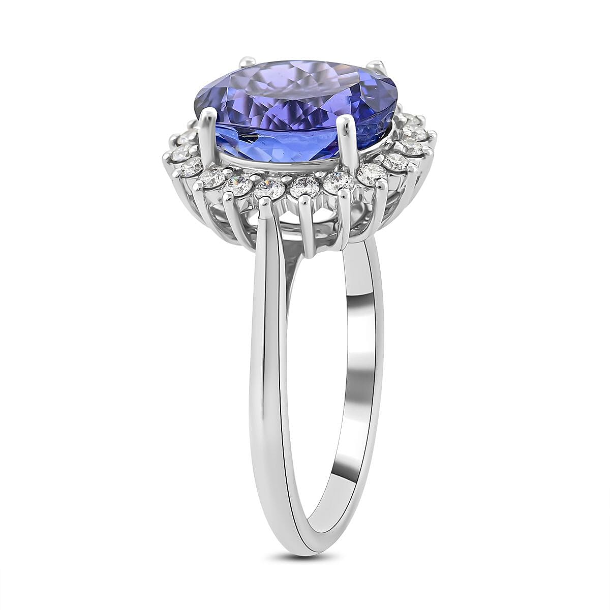 Certified & Appraised Rhapsody 950 Platinum AAAA Tanzanite and E-F VS Diamond Ring (Size 9.0) 6.30 Grams 4.50 ctw image number 3