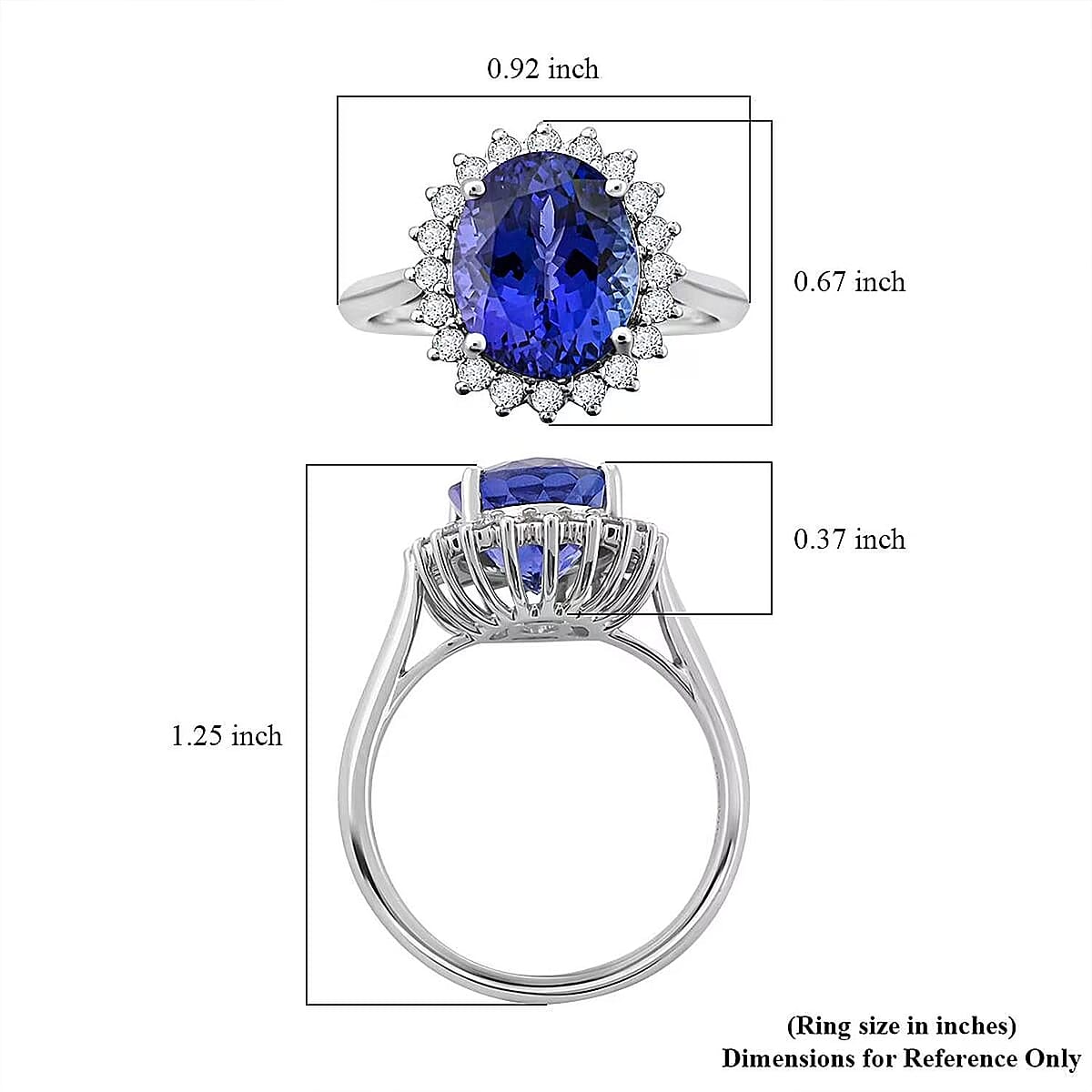 Certified & Appraised Rhapsody 950 Platinum AAAA Tanzanite and E-F VS Diamond Ring (Size 9.0) 6.30 Grams 4.50 ctw image number 6