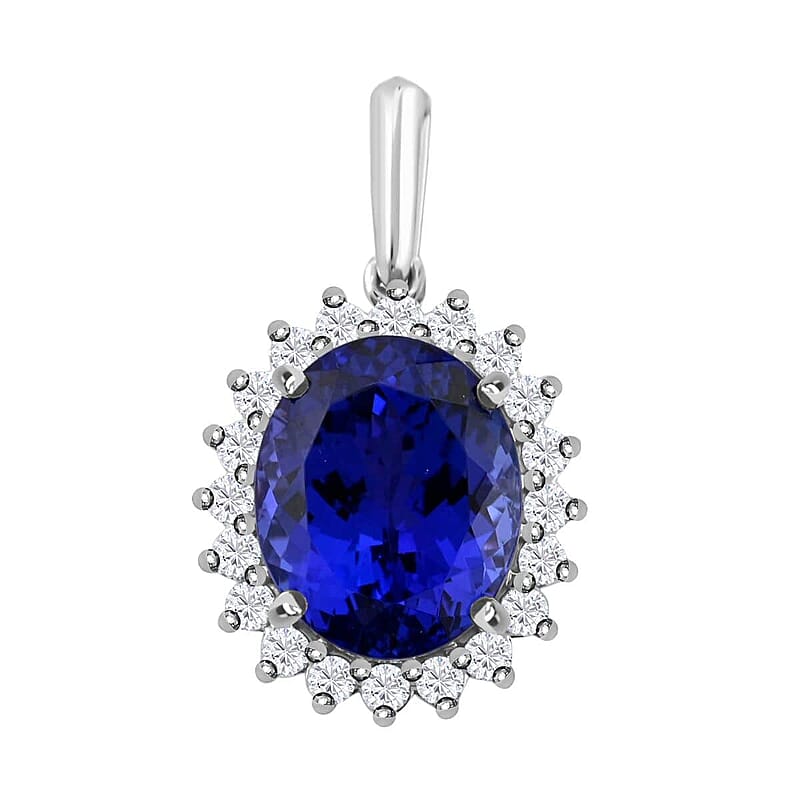 Certified & Appraised Rhapsody 950 Platinum AAAA Tanzanite and E-F VS Diamond Pendant without Chain 4.50 ctw
