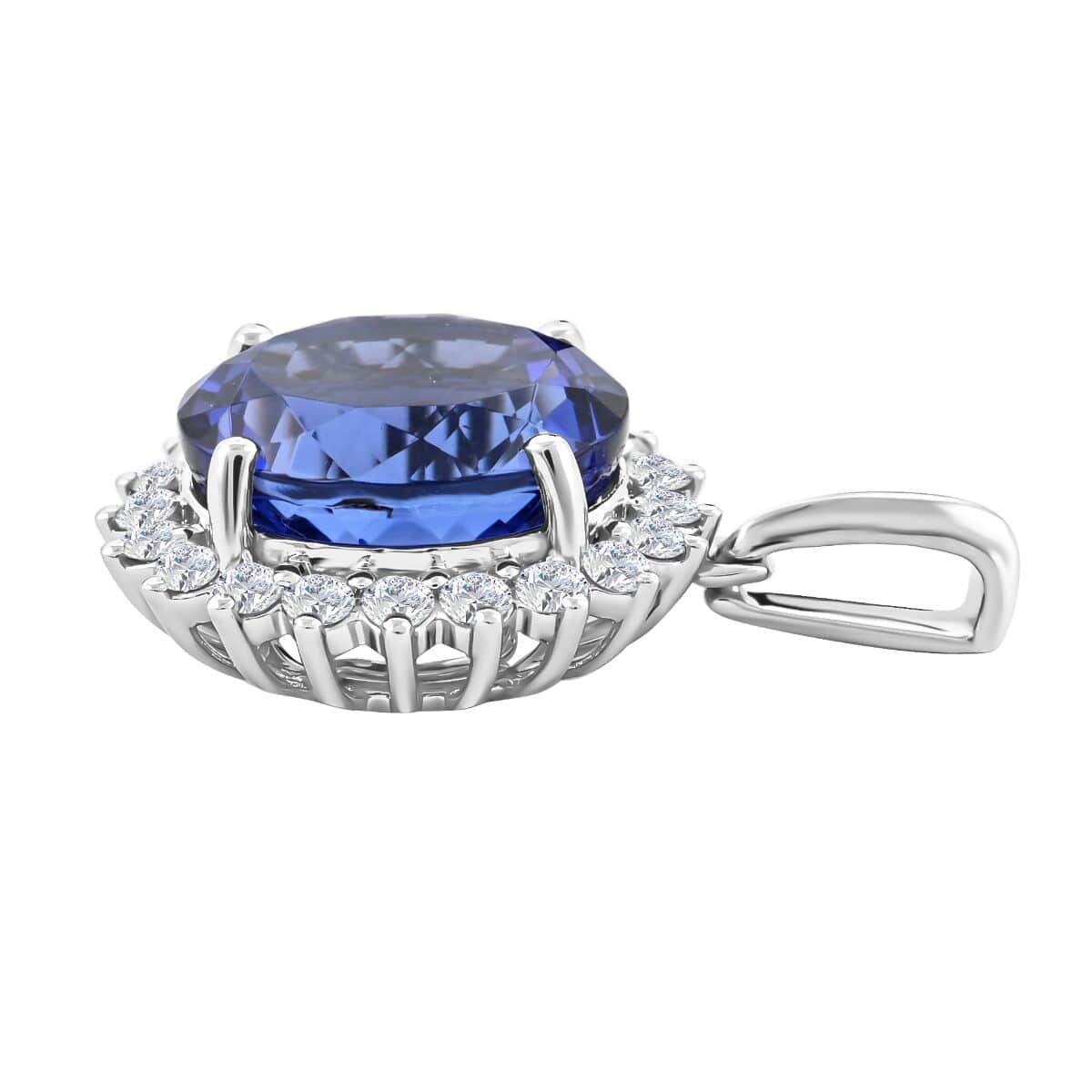 Certified & Appraised Rhapsody 950 Platinum AAAA Tanzanite and E-F VS Diamond Pendant 4.50 ctw image number 3