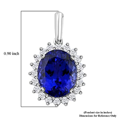 Certified & Appraised Rhapsody 950 Platinum AAAA Tanzanite and E-F VS Diamond Pendant without Chain 4.50 ctw
