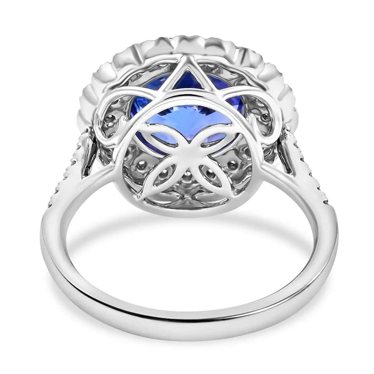 Doorbuster Certified & Appraised Rhapsody 950 Platinum AAAA Tanzanite and E-F VS Diamond Ring (Size 10.0) 7.80 Grams 5.15 ctw image number 4