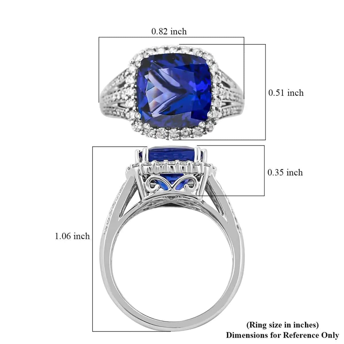 Certified & Appraised Rhapsody AAAA Tanzanite and E-F VS Diamond 5.65 ctw Ring in 950 Platinum (Size 10.0) 8.75 Grams image number 6